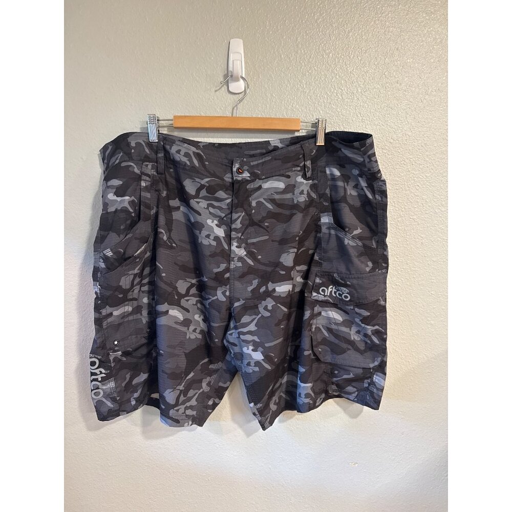 AFTCO‎ Fishing Shorts Men 42 Grey Camo Cargo Tactical Utility Pockets Outdoors